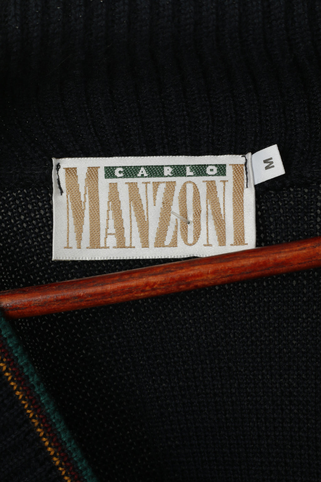 Carlo Manzoni Men M Sweater Navy Wool Button Front Cardigan Shawl Collar Top