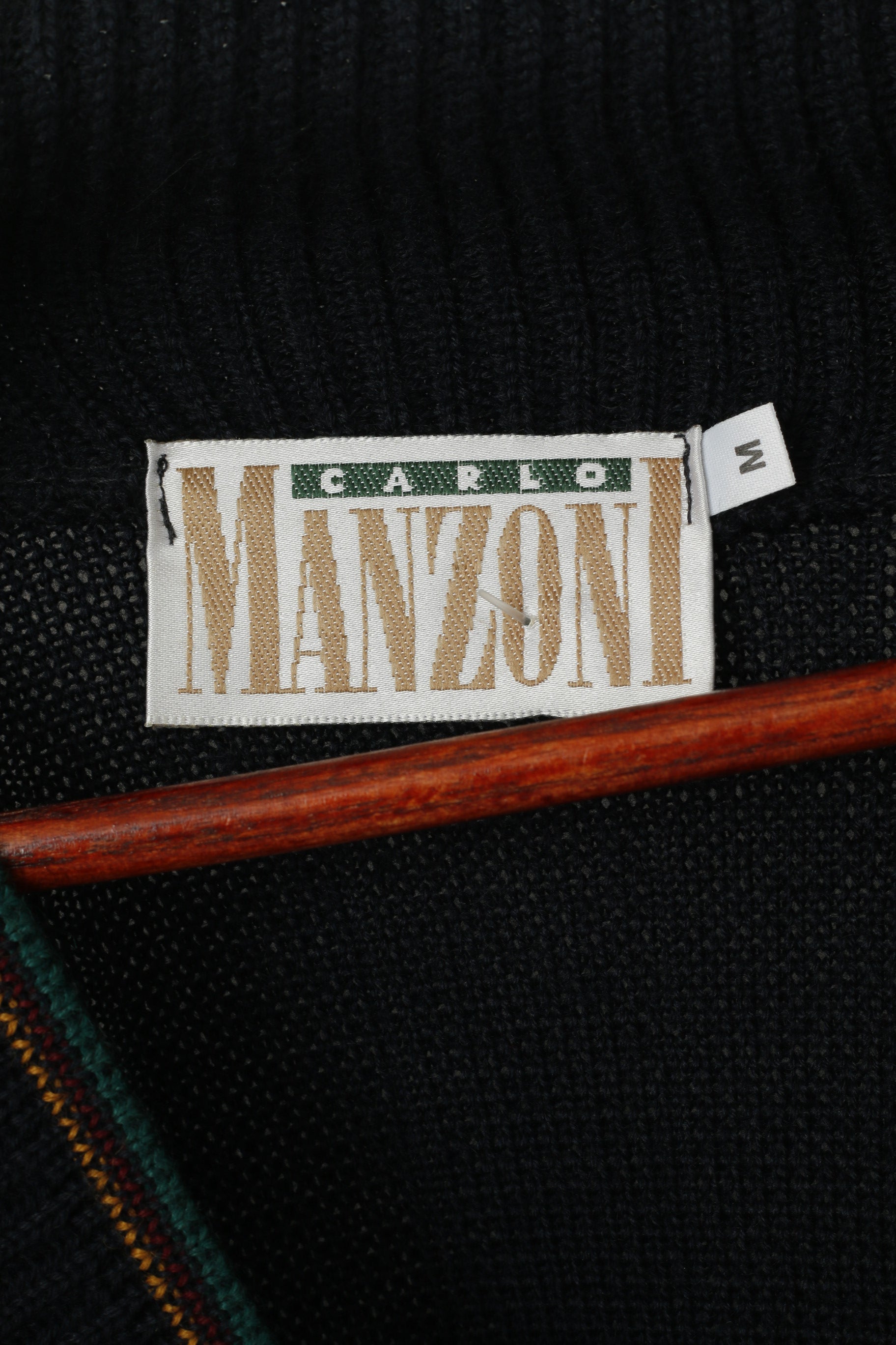 Carlo Manzoni Men M Sweater Navy Wool Button Front Cardigan Shawl Collar Top