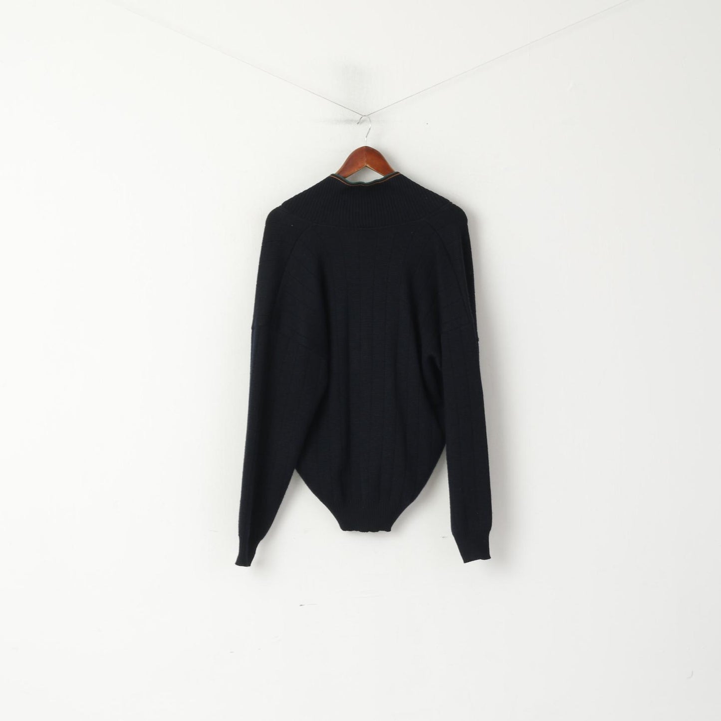 Carlo Manzoni Men M Sweater Navy Wool Button Front Cardigan Shawl Collar Top