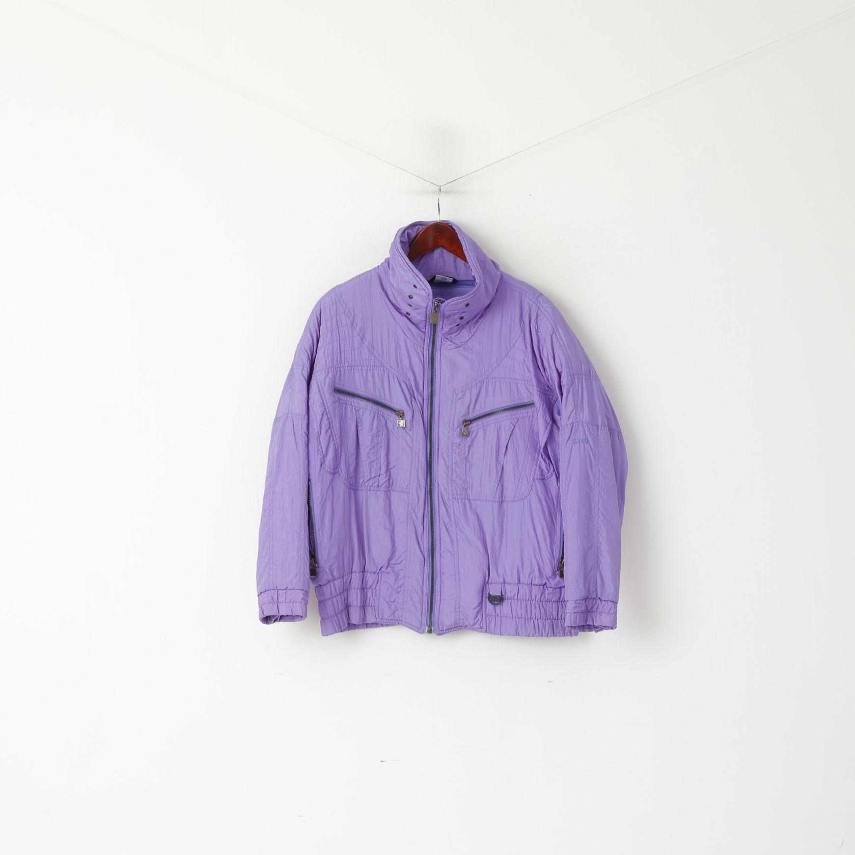 C&amp;A Rodeo Femmes 12 M Veste Violet Nylon Rembourré Bomber Vintage Épaulettes Top