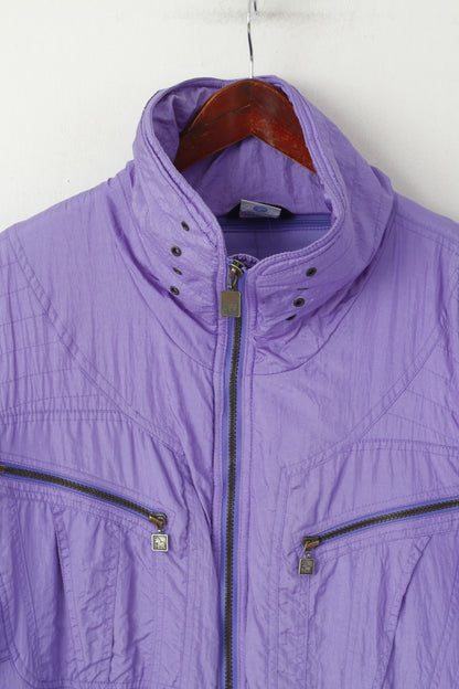 C&A Rodeo Women 12 M Jacket Purple Nylon Paded Bomber Vintage Shoulder Pads Top