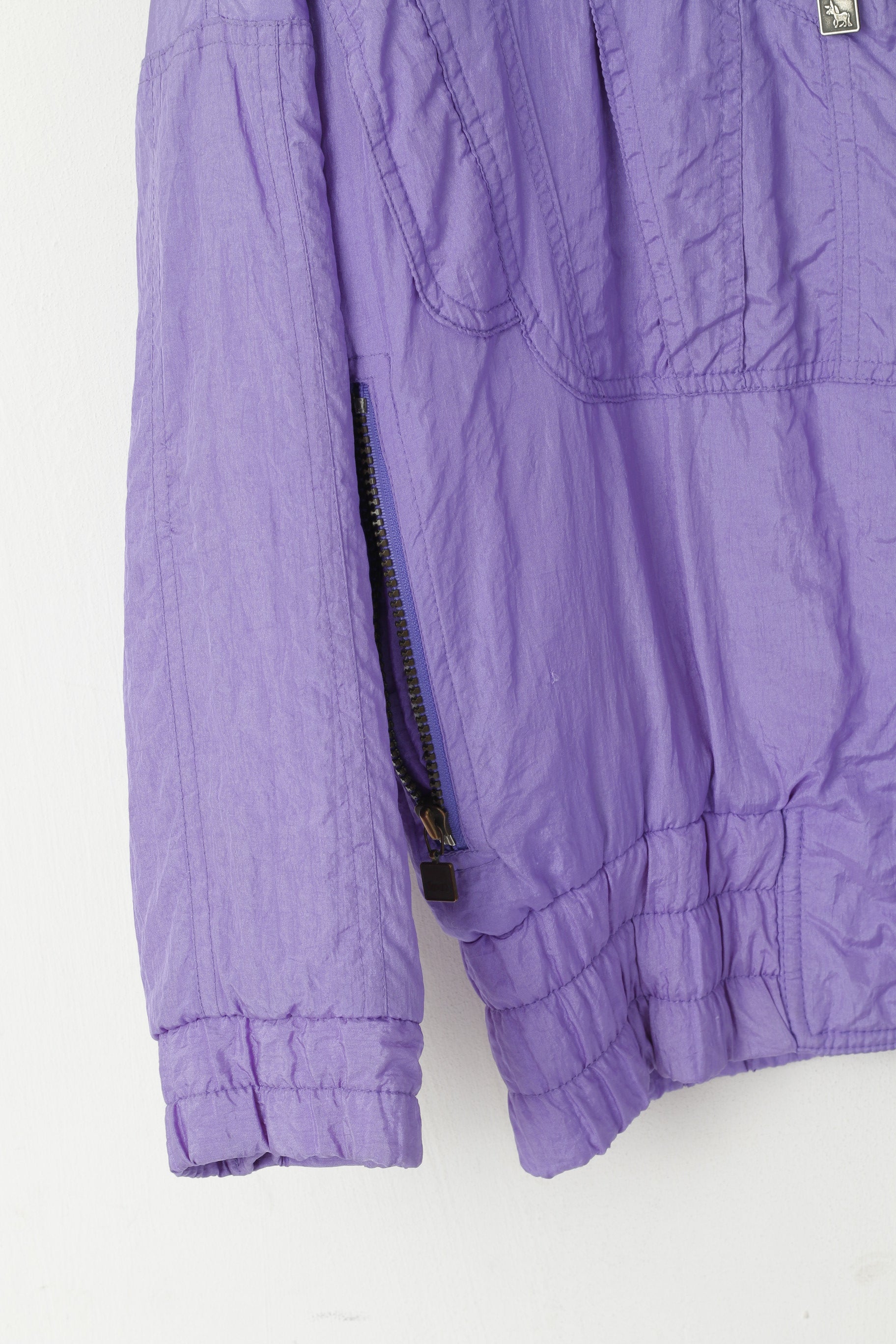 C&amp;A Rodeo Femmes 12 M Veste Violet Nylon Rembourré Bomber Vintage Épaulettes Top