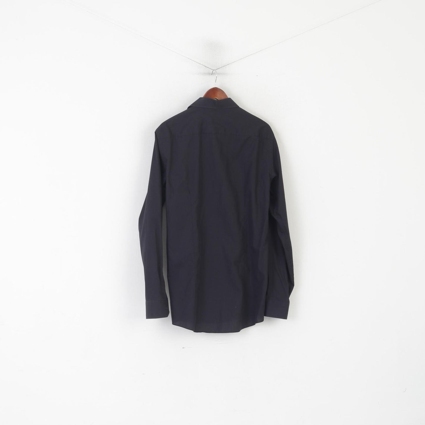 Venti Men 42 L Casual Shirt Black Cotton Plain Elegent Long Sleeve Non-Iron Top