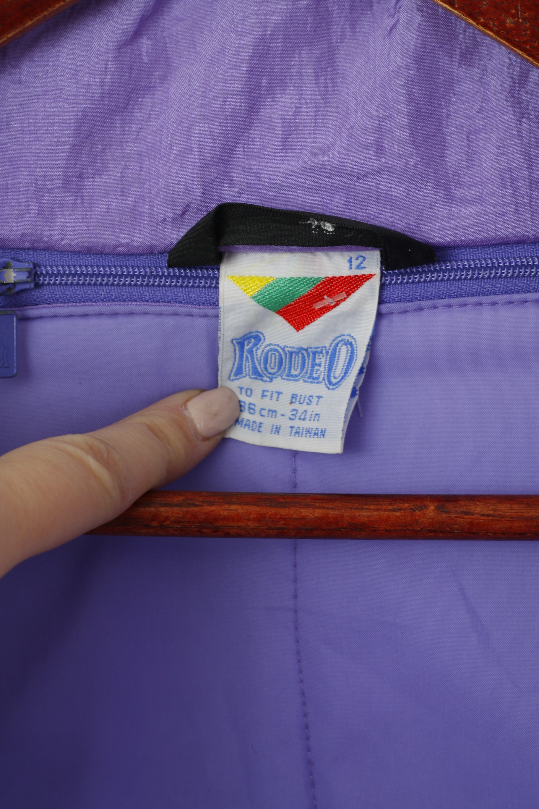 C&amp;A Rodeo Femmes 12 M Veste Violet Nylon Rembourré Bomber Vintage Épaulettes Top