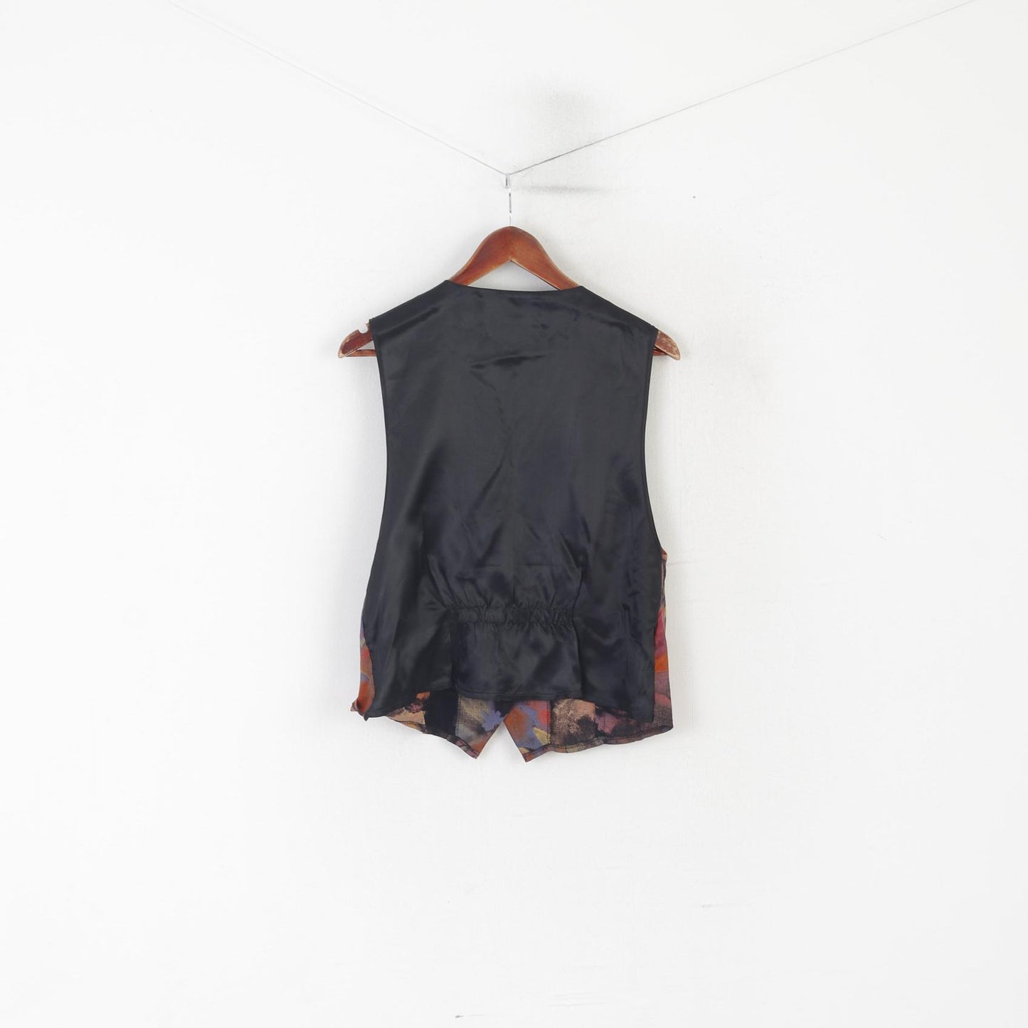 Sue Ellen Women 42 M Waistcoat Colorful Abstract Vintage Shiny Viscose Vest