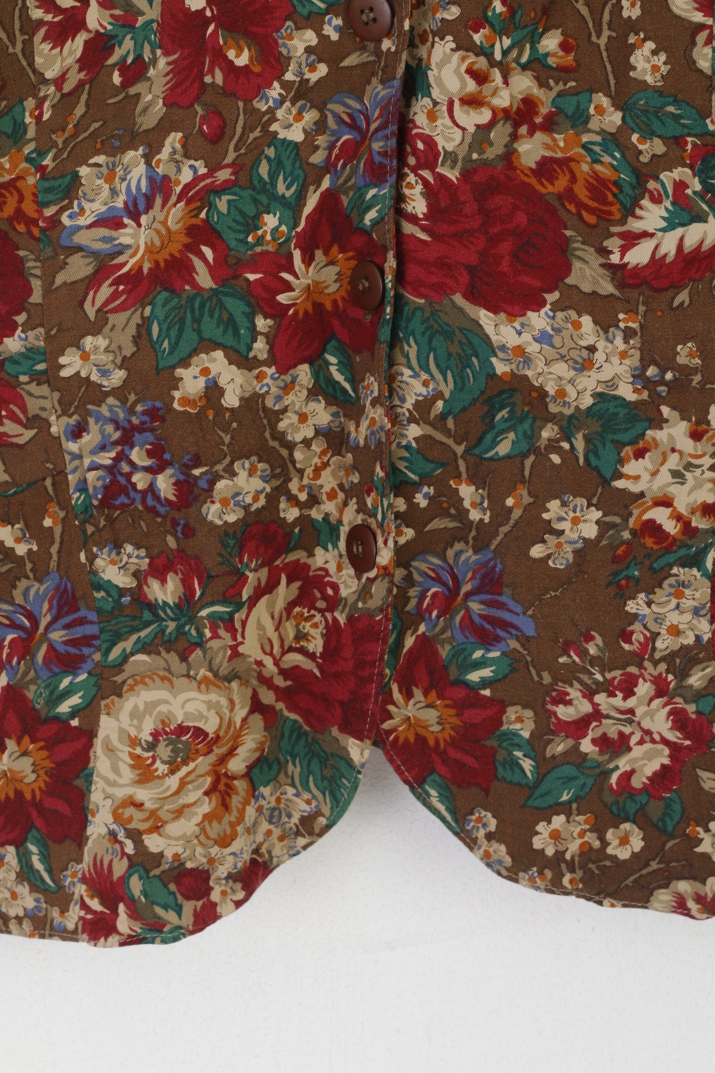 The Clothing Barn Women L Waistcoat Beige Floral Shiny Viscose Vintage Vest