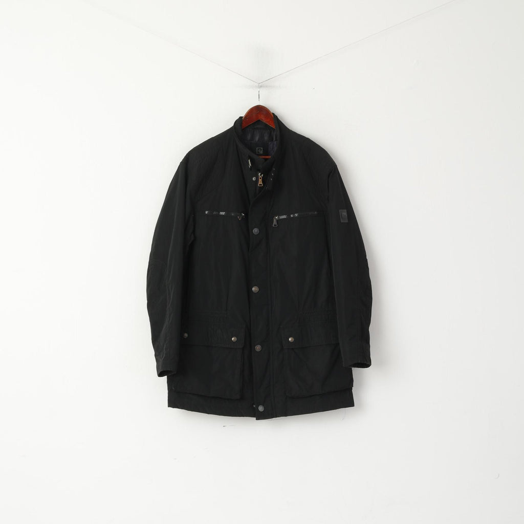 Pierre Cardin Paris Hommes 56 XL Veste Noir Casual Heritage Boutons Détaillés Zip Top Top