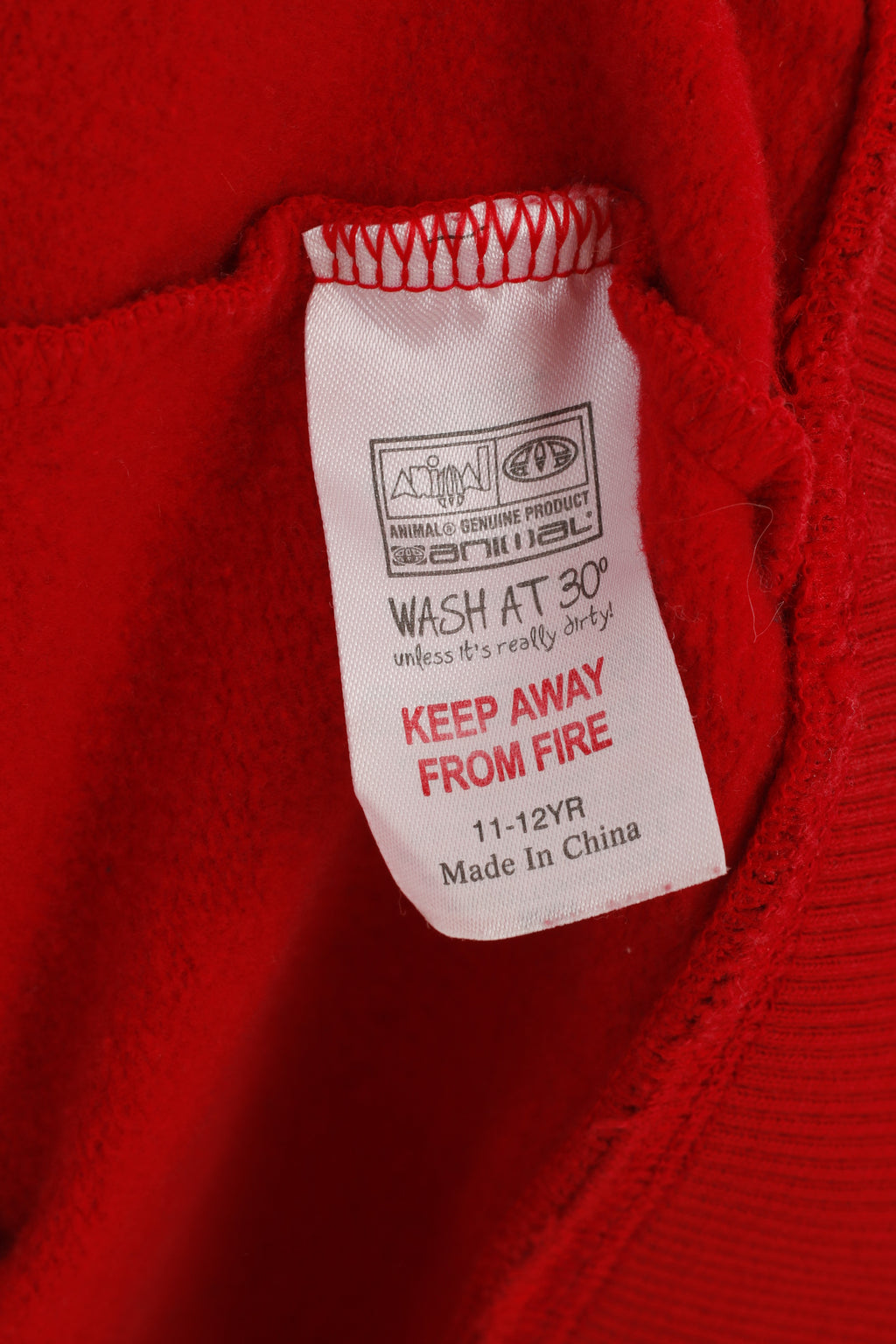 Original Animal Girls 11-12 Age Sweatshirt Red Hood Cotton Jumper Sport Top