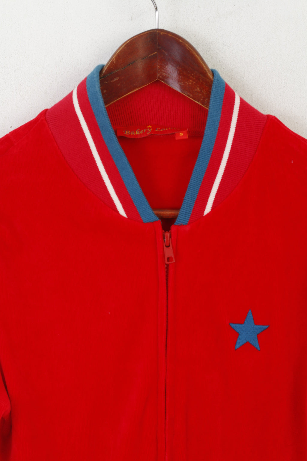 Bakery Ladies Women S Sweatshirt Red Cotton Velvet Vintage Zip Up Track Top