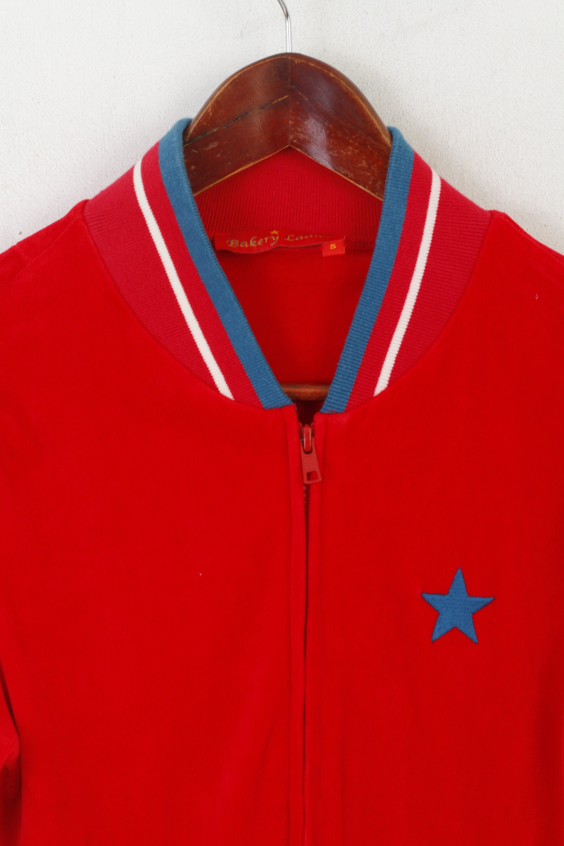 Bakery Ladies Women S Sweatshirt Red Cotton Velvet Vintage Zip Up Track Top