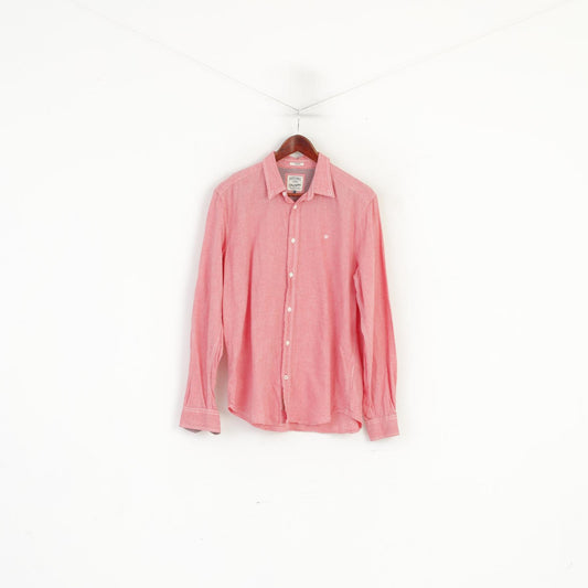 Wrangler Men S Casual Shirt Pink Cotton Regular Spirit Of America Long Sleeve Top
