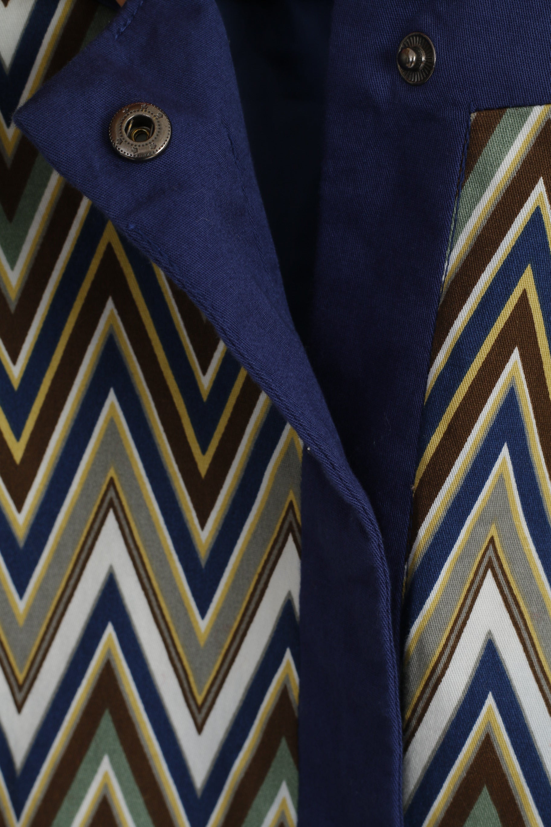 vintage Femmes 12 38 Veste Bleu Aztèque Imprimé Coton Snaps Casual Blazer Top