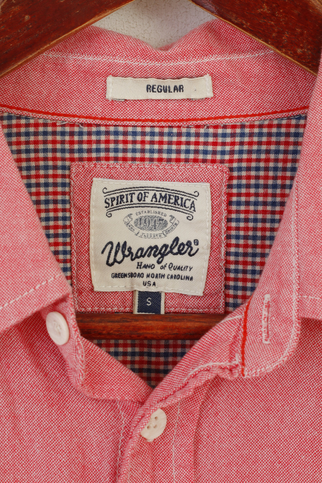 Wrangler Men S Casual Shirt Pink Cotton Regular Spirit Of America Long Sleeve Top