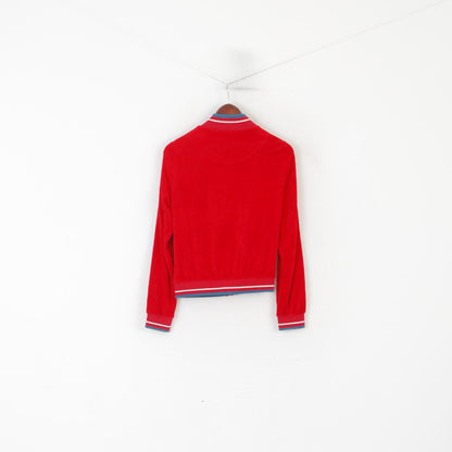 Boulangerie Dames Femmes S Sweat Rouge Coton Velours Vintage Zip Up Track Top