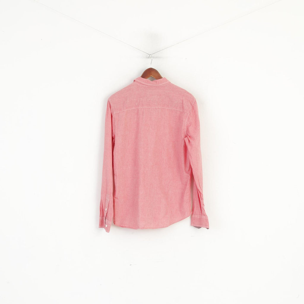 Wrangler Men S Casual Shirt Pink Cotton Regular Spirit Of America Long Sleeve Top