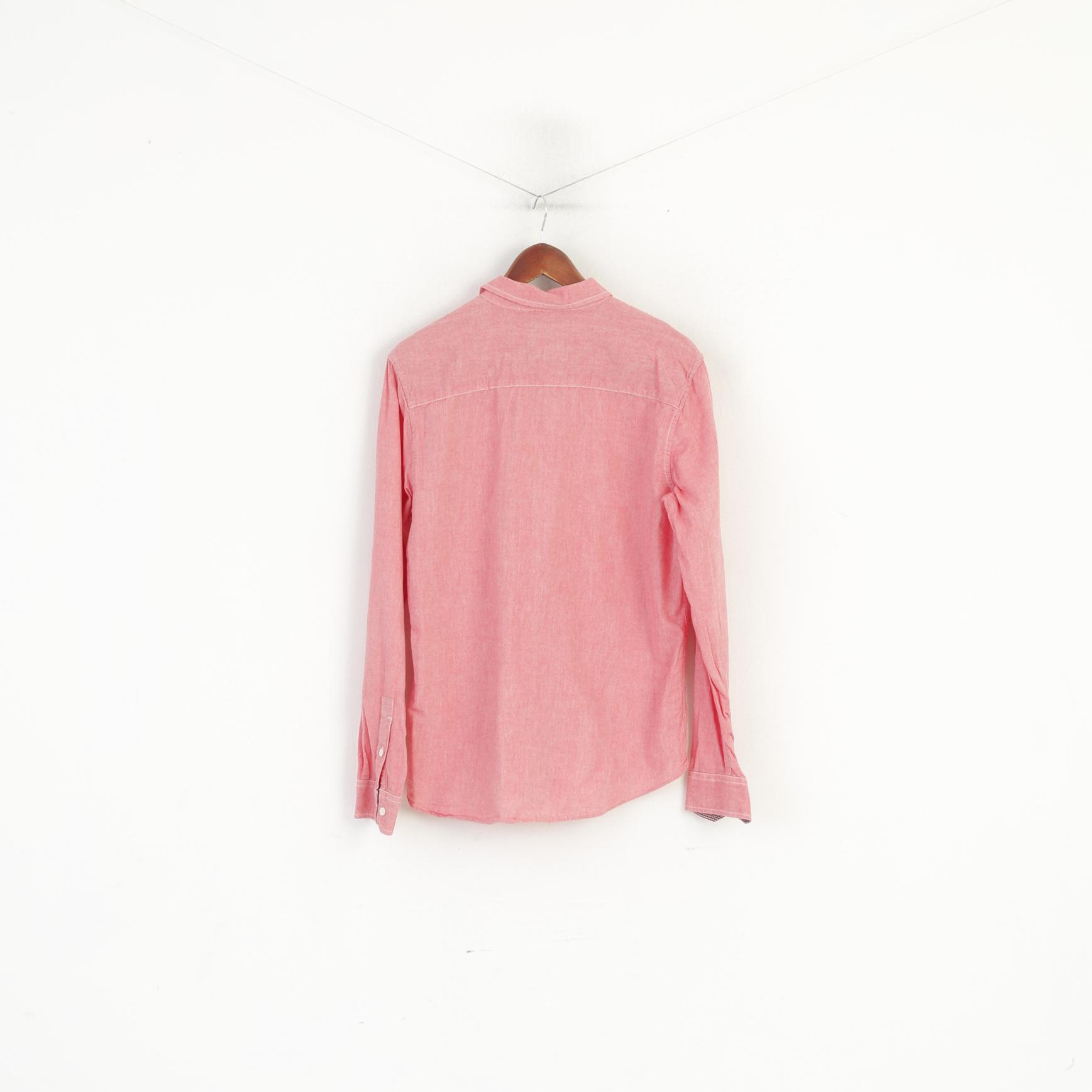 Wrangler Men S Casual Shirt Pink Cotton Regular Spirit Of America Long Sleeve Top