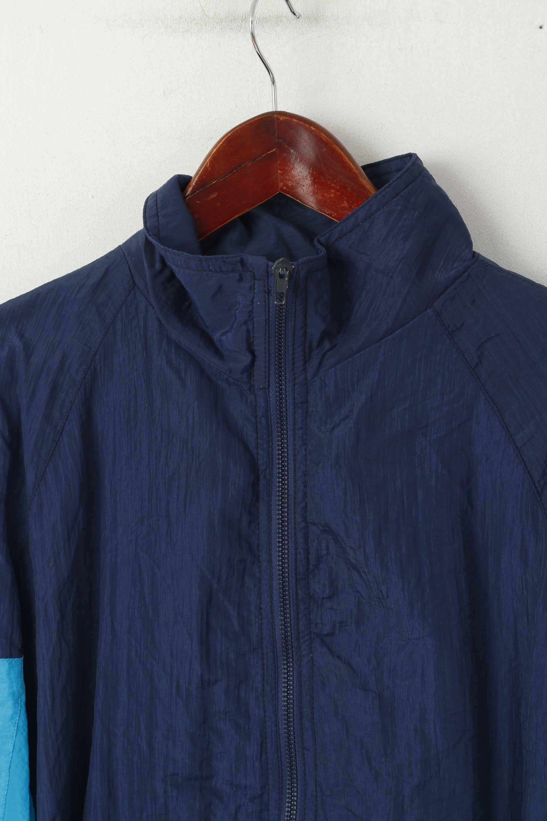 Krinkel Veste de survêtement XL pour homme en nylon bleu marine Triobal ​​Oldschool avec fermeture éclair complète