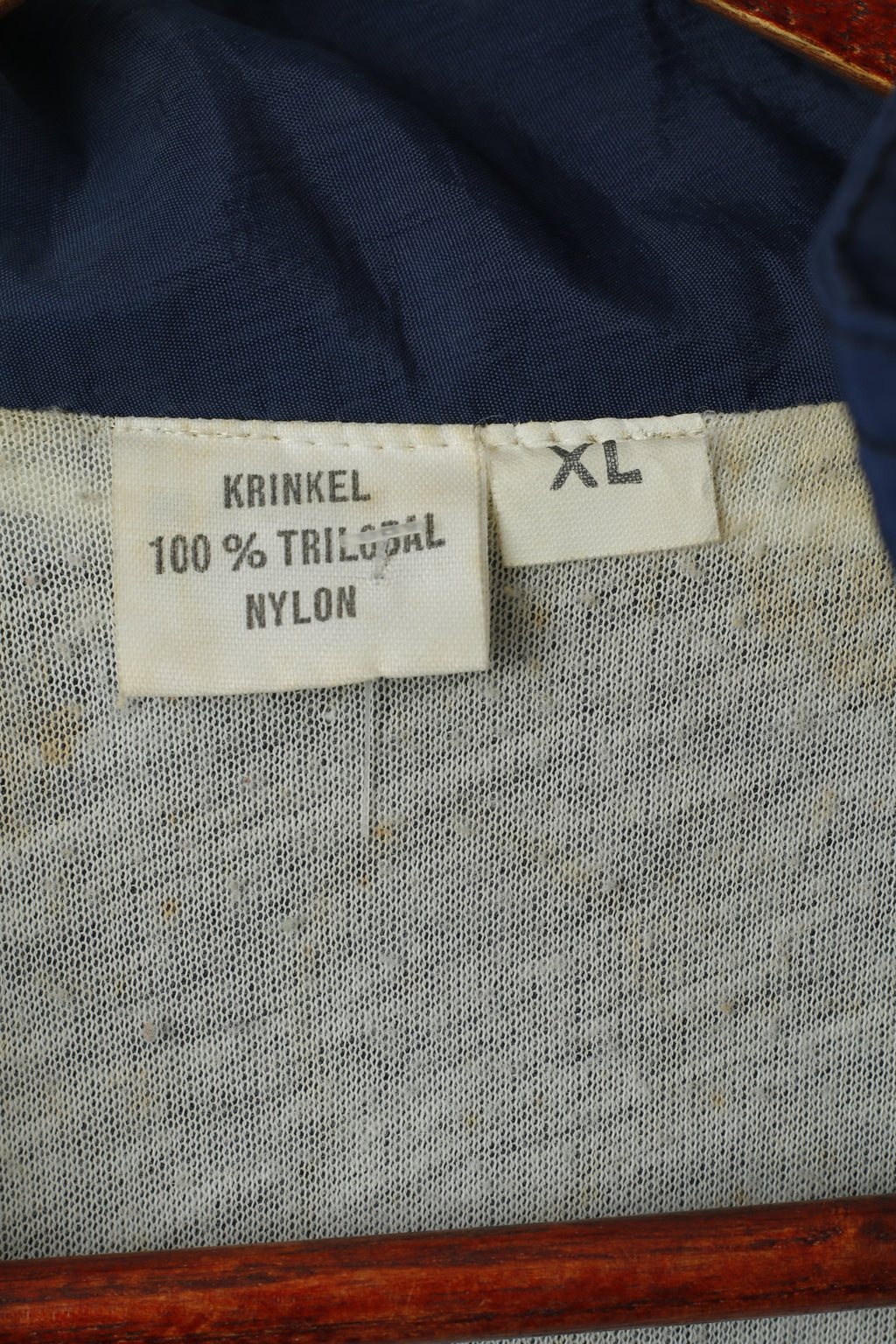 Krinkel Men XL Track Top Jacket Navy Nylon Triobal Oldschool Full Zipper Sport Top