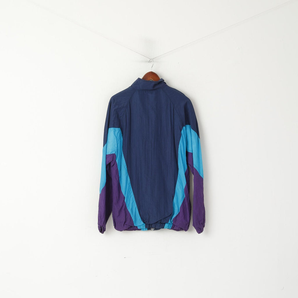 Krinkel Men XL Track Top Jacket Navy Nylon Triobal Oldschool Full Zipper Sport Top