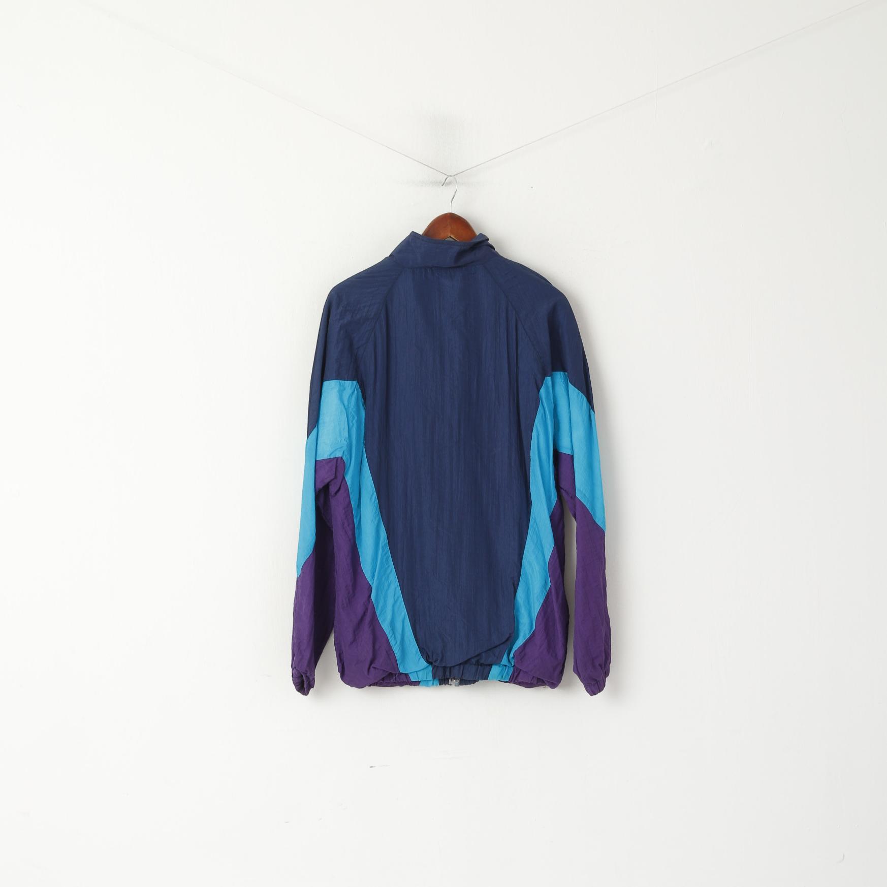 Krinkel Veste de survêtement XL pour homme en nylon bleu marine Triobal ​​Oldschool avec fermeture éclair complète