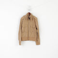 Hilfiger Denim Hommes L (M) Veste Marron Coton Col Entonnoir Fermeture Éclair Complète Haut Léger