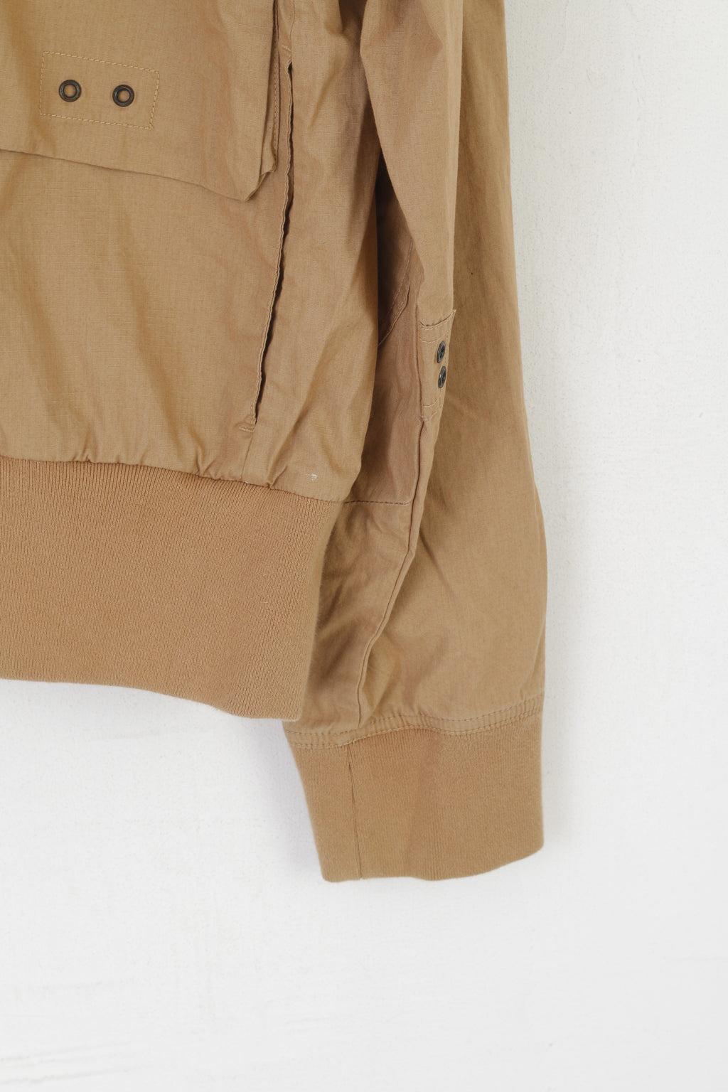 Hilfiger Denim Hommes L (M) Veste Marron Coton Col Entonnoir Fermeture Éclair Complète Haut Léger