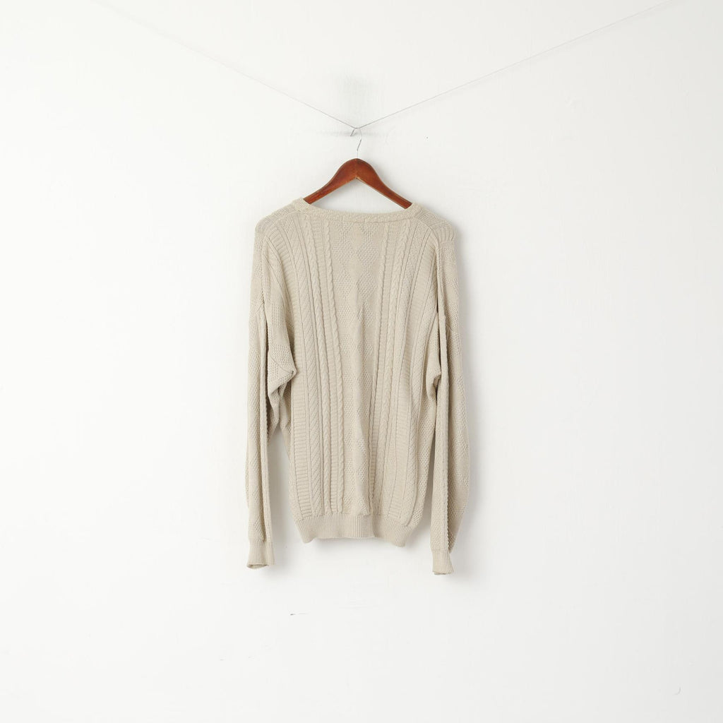 Peter Gribby Men M Jumper Beige Cotton Knitted Marine Club Atlantic Challenge Sweater