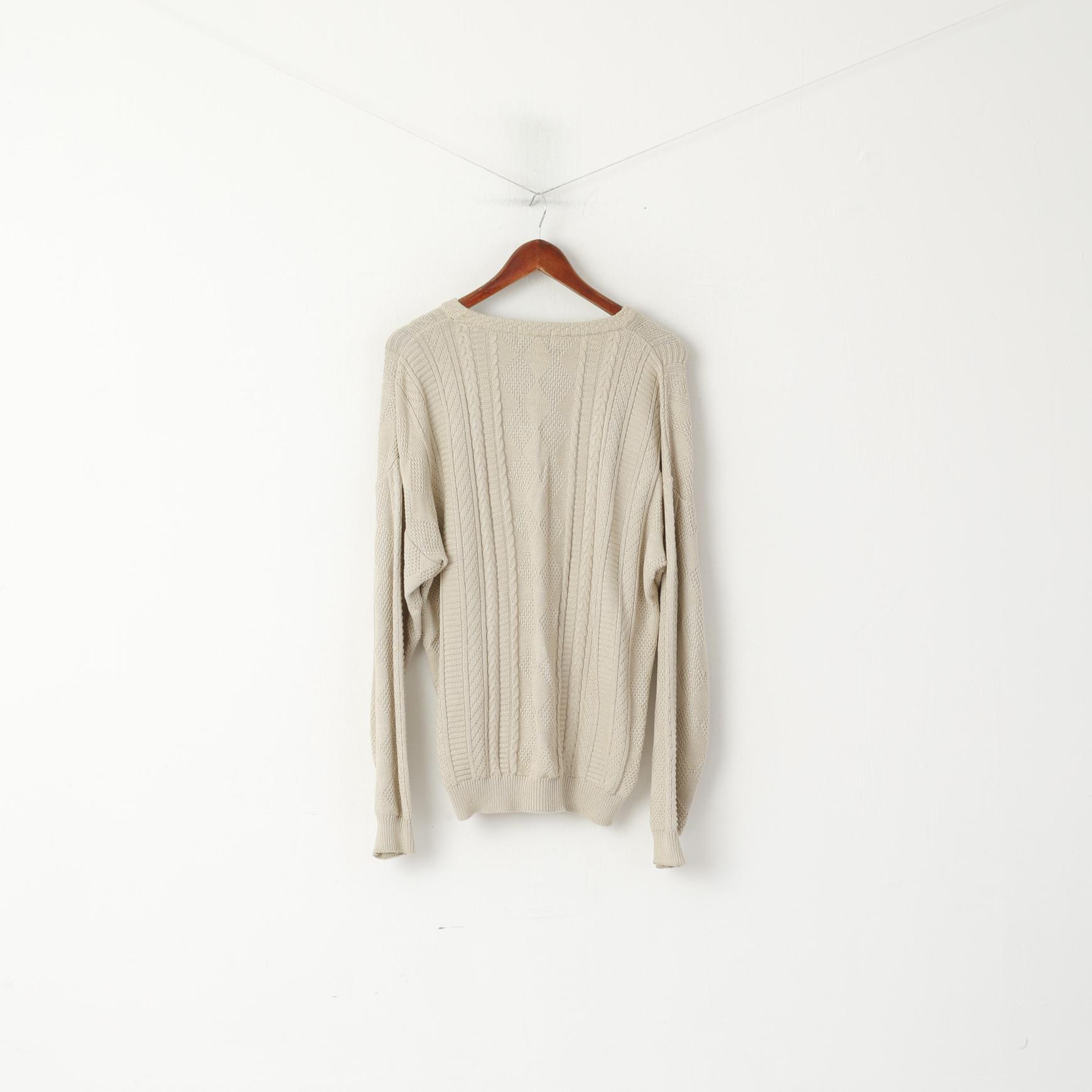 Peter Gribby Men M Jumper Beige Cotton Knitted Marine Club Atlantic Challenge Sweater