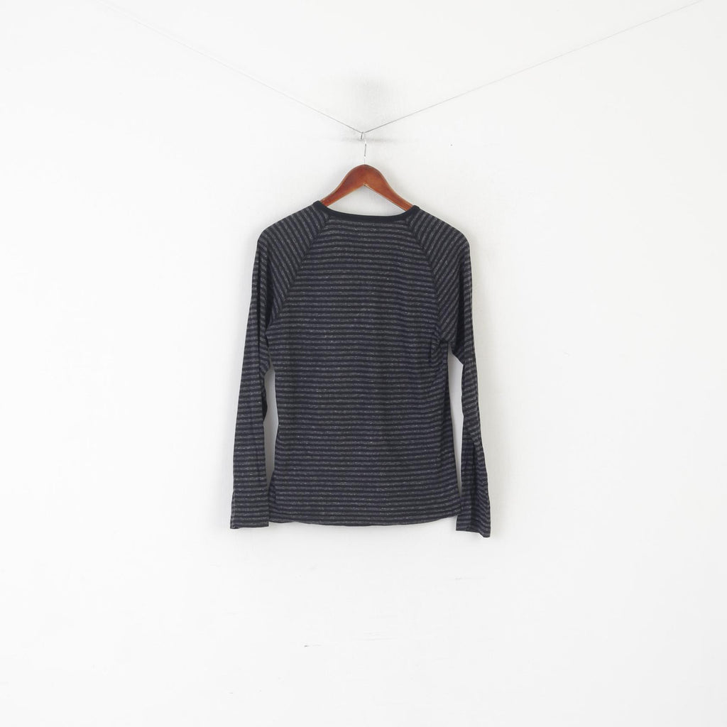 Adidas Chemise À Manches Longues Pour Hommes Noir Gris Rayé Coton Boutons Détaillés Haut