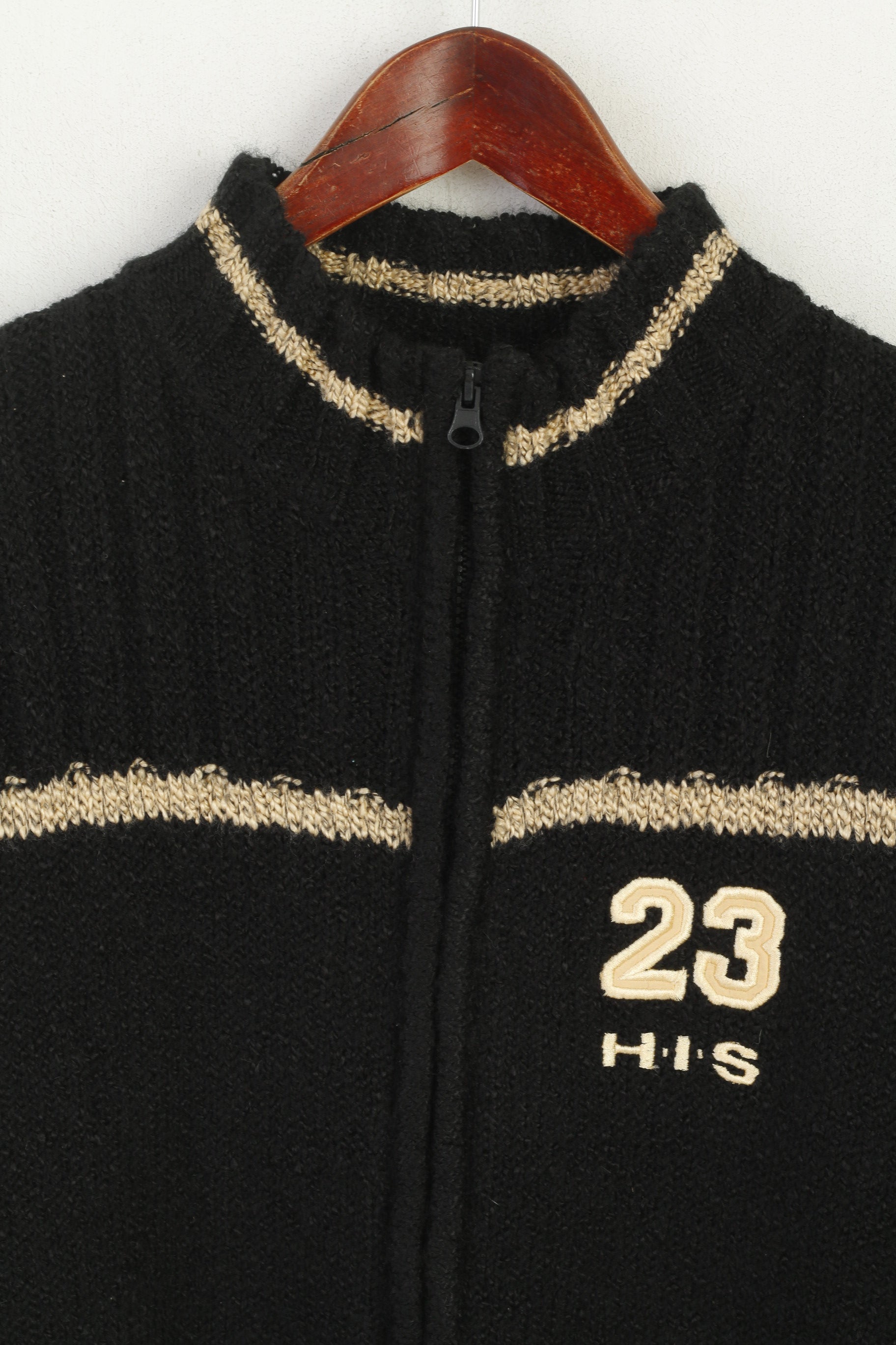 His Knit Women XL Cardigan Black Acrylic Vintage Full Zip Classic Sweater