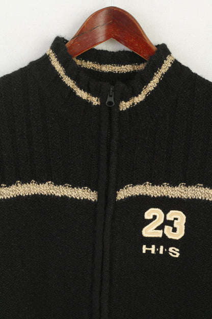 Son tricot femmes XL Cardigan noir acrylique Vintage pleine fermeture éclair classique pull