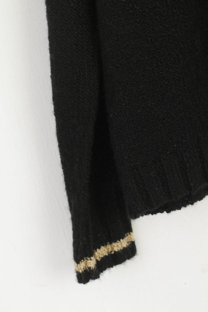 Il suo cardigan XL da donna in maglia Maglione classico con zip intera vintage in acrilico nero