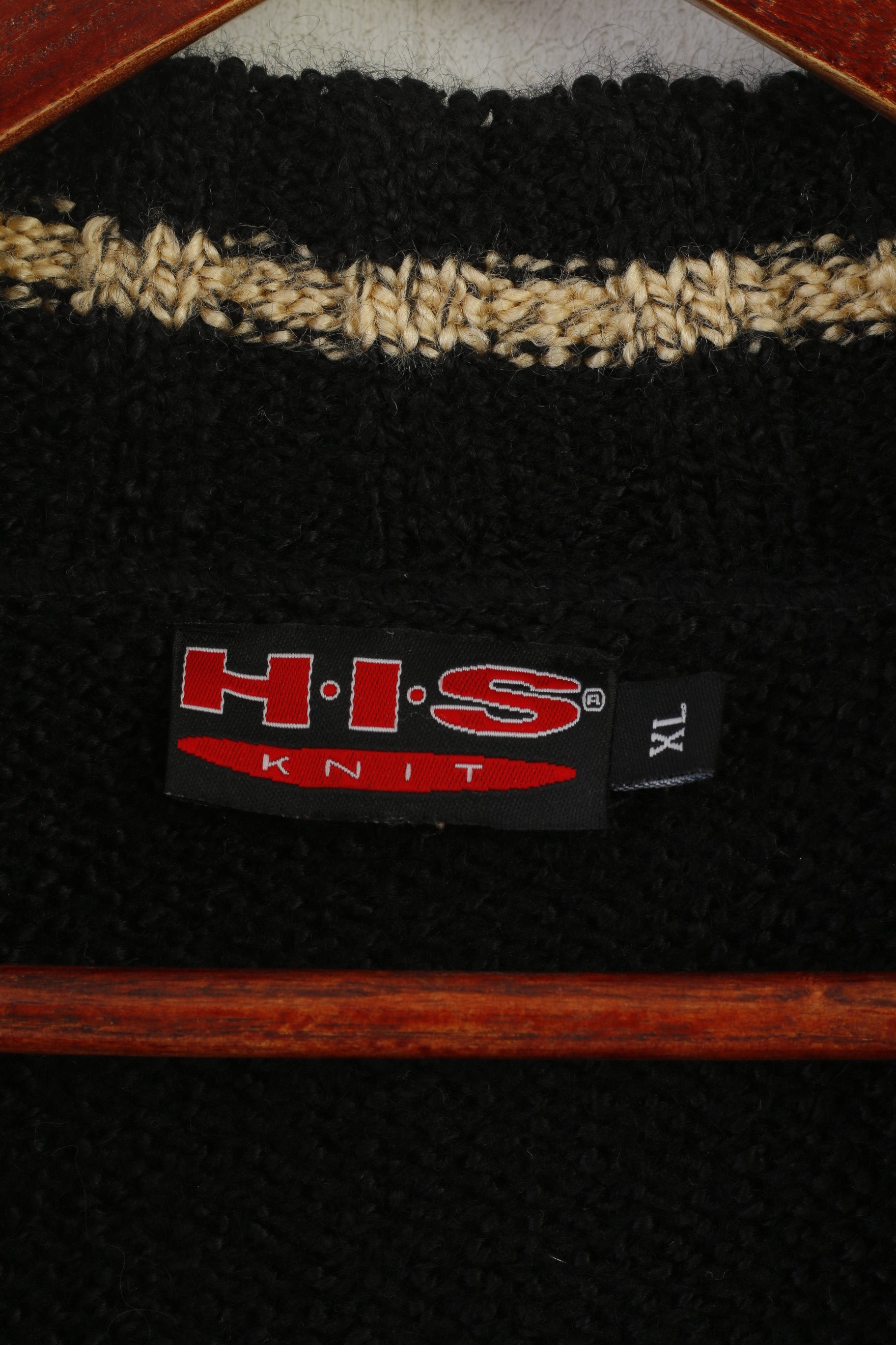 His Knit Women XL Cardigan Black Acrylic Vintage Full Zip Classic Sweater