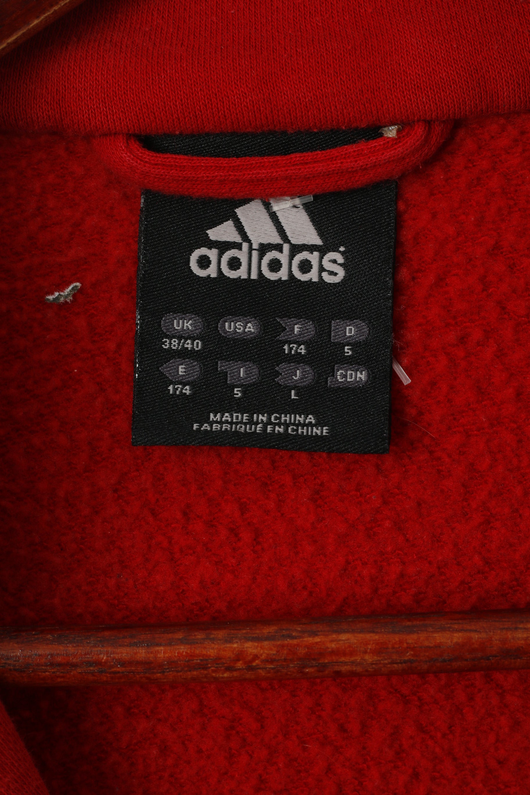 Adidas Homme 38/40 M Sweat Rouge Coton Sport Col Zippé 3 Bandes Sportswear Haut