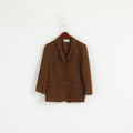 Eastex Femmes 14 40 M Veste Marron Laine Pied-de-Poule Vintage Classique Blazer