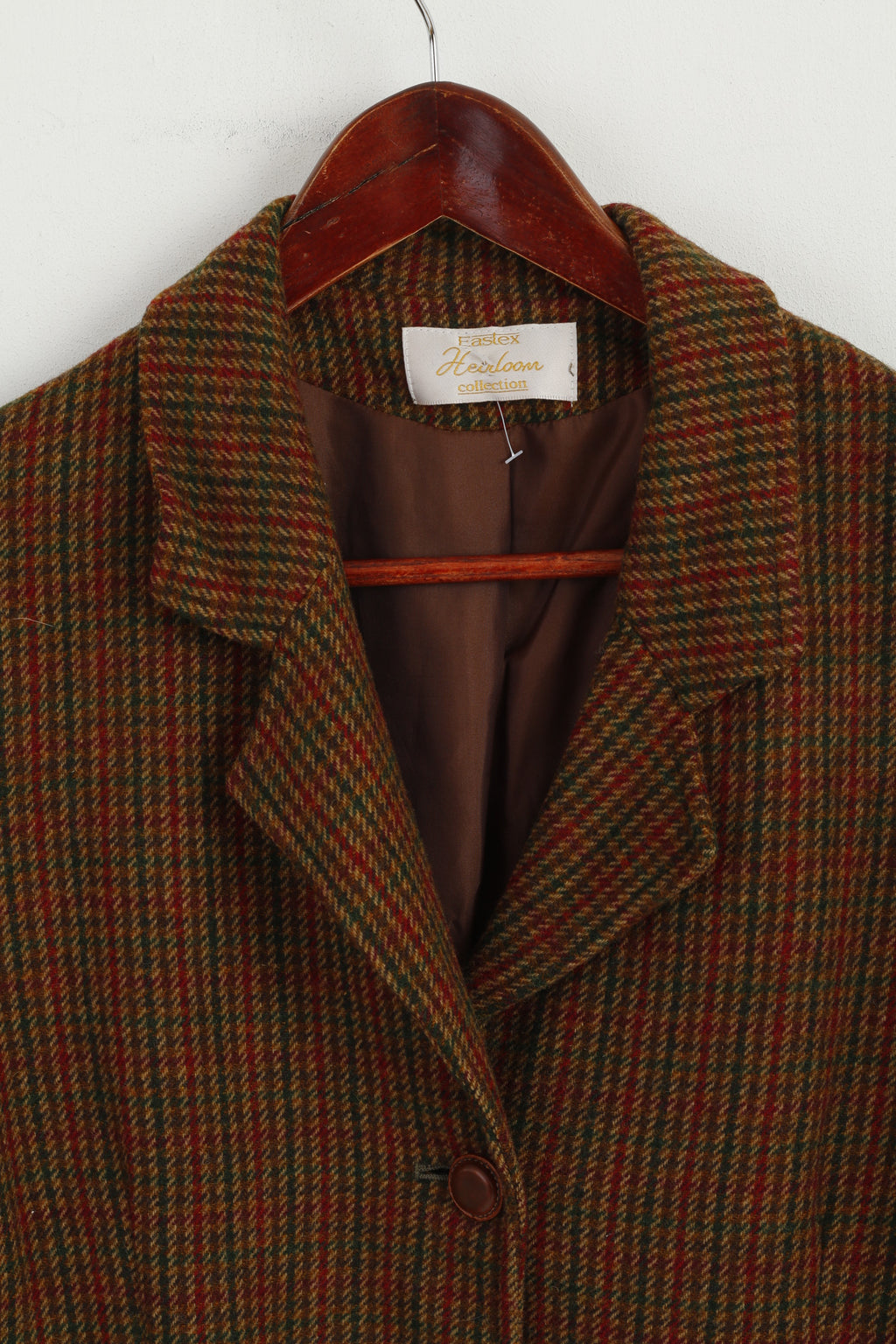 Eastex Femmes 14 40 M Veste Marron Laine Pied-de-Poule Vintage Classique Blazer