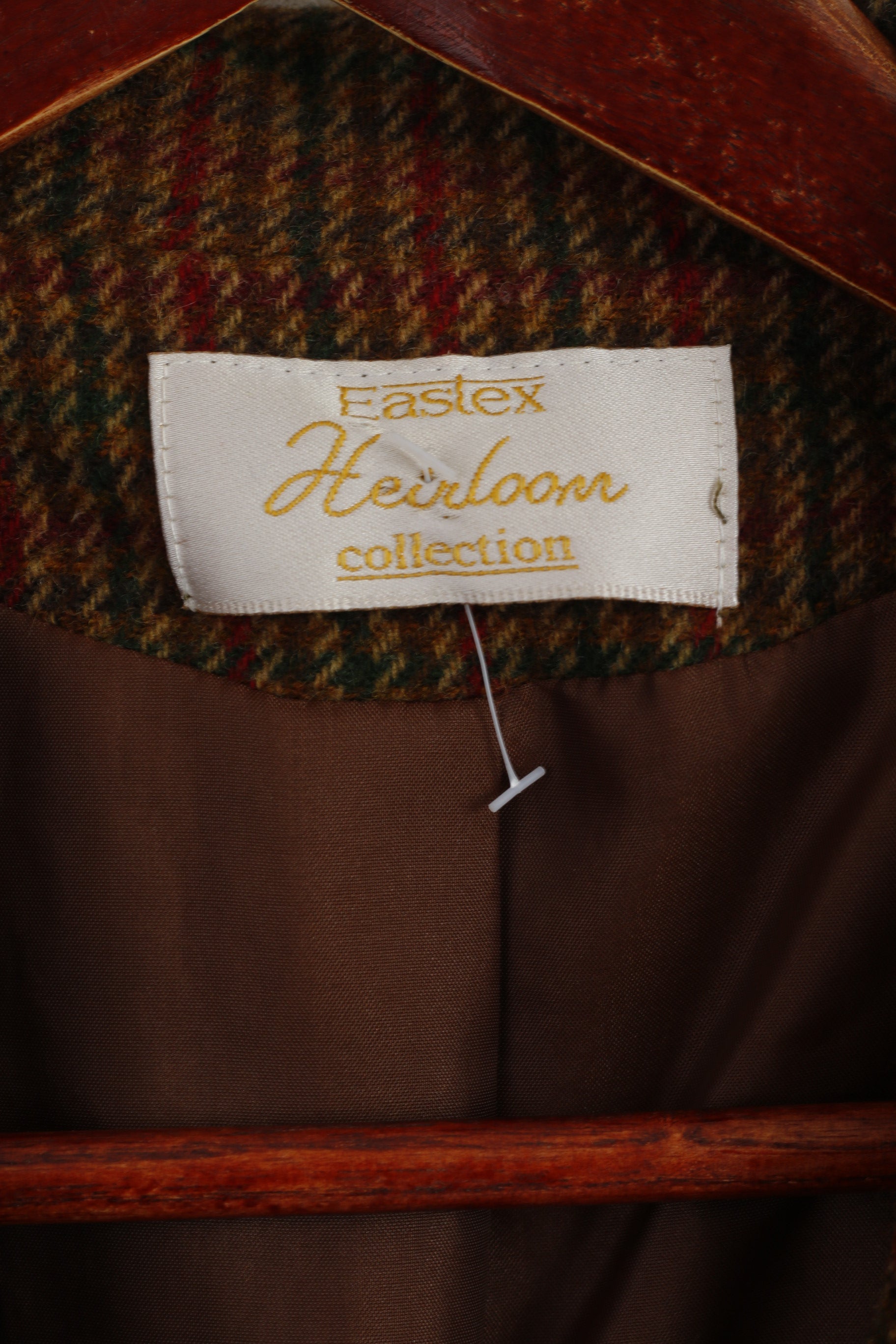 Eastex Femmes 14 40 M Veste Marron Laine Pied-de-Poule Vintage Classique Blazer