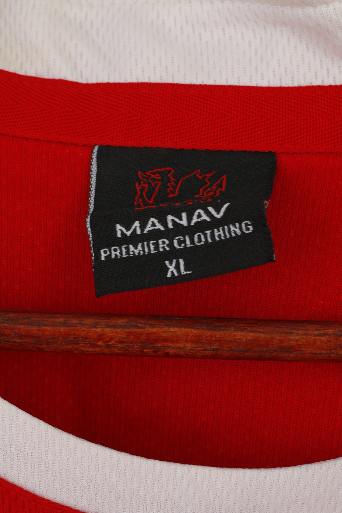 Manav Men XL Shirt Red Welsh Ich Dien Rugby Vintage Jersey Wru Cymru Top