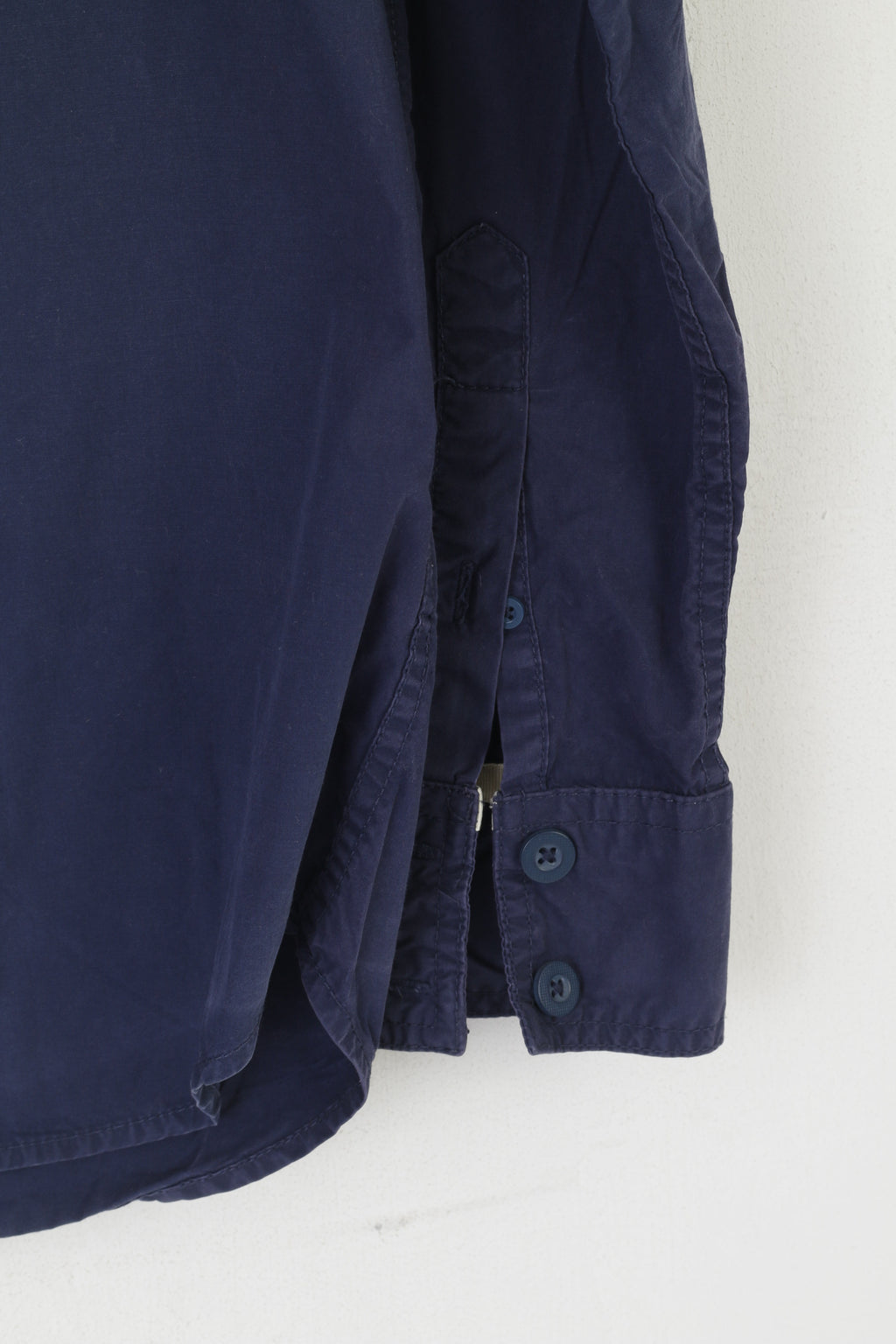 Superdry Men M Casual Shirt Navy Cotton Japan Spirit Long Sleeve Pocket Top