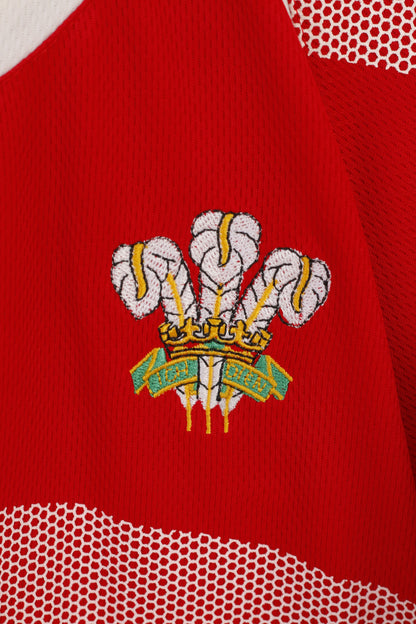 Manav Men XL Shirt Red Welsh Ich Dien Rugby Vintage Jersey Wru Cymru Top