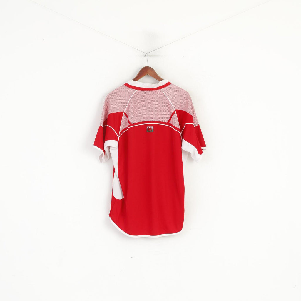 Manav Men XL Shirt Red Welsh Ich Dien Rugby Vintage Jersey Wru Cymru Top