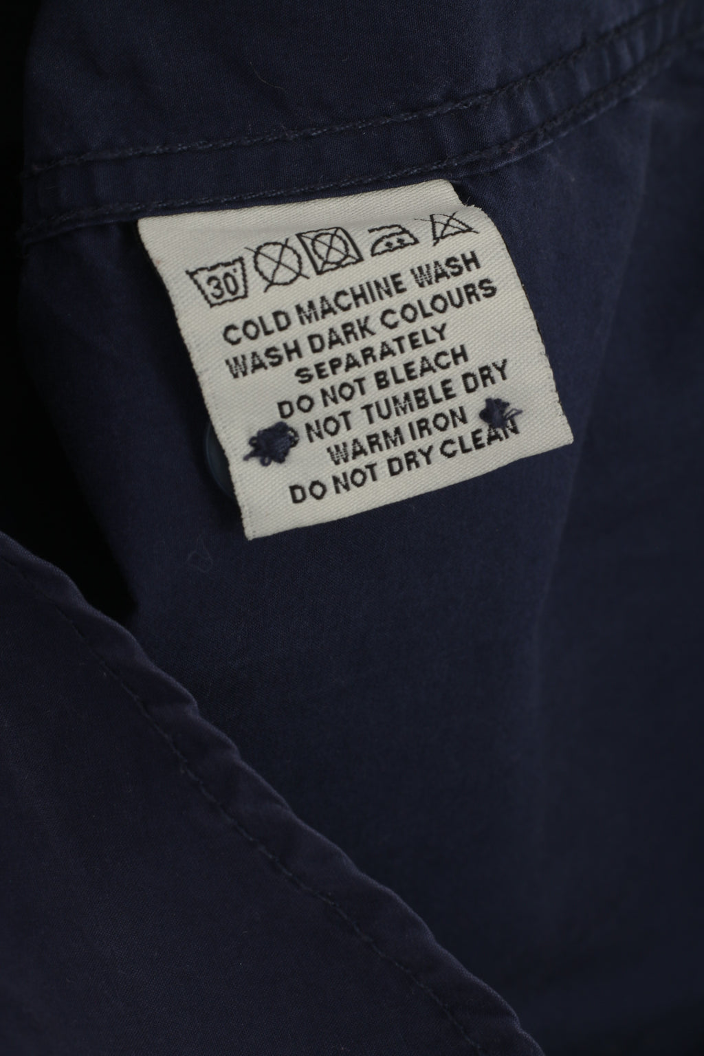 Superdry Men M Casual Shirt Navy Cotton Japan Spirit Long Sleeve Pocket Top