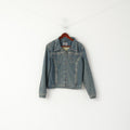 Enemy Femmes M Veste Bleu Coton Denim Jeans Doublé De Fourrure Rétro Simple Boutonnage Haut