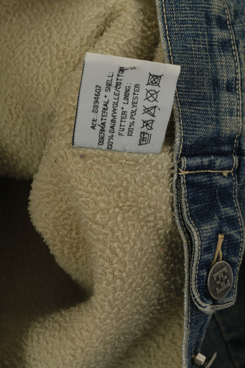 Giacca da donna Enemy M in cotone blu Jeans denim Foderato in pelliccia Top monopetto retrò