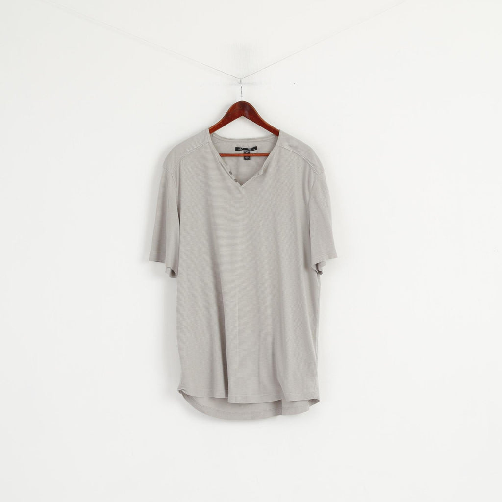 Kenneth Cole Chemise XXL pour homme à rayures grises en coton doux et fin