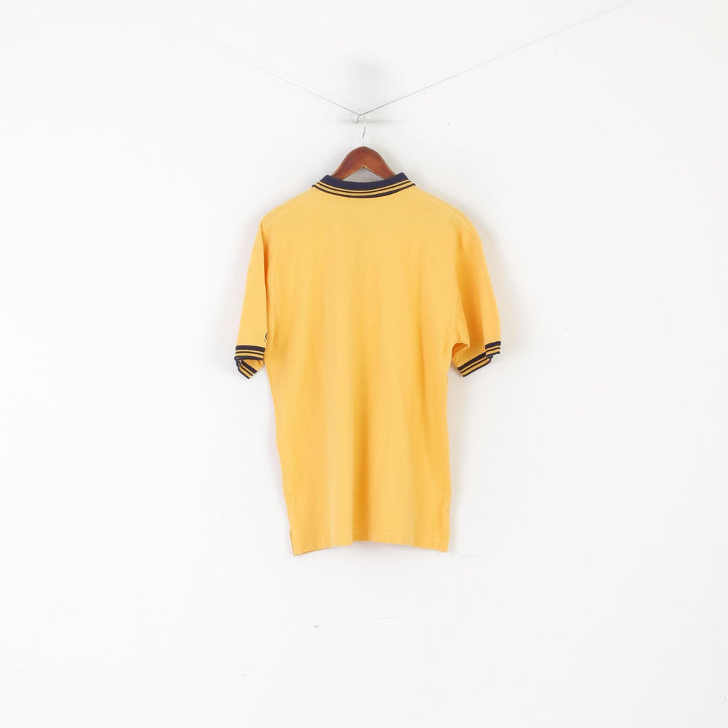 Cotton Traders Polo Homme M Jaune Coton Vintage Col Zippé Haut de Sport Classique