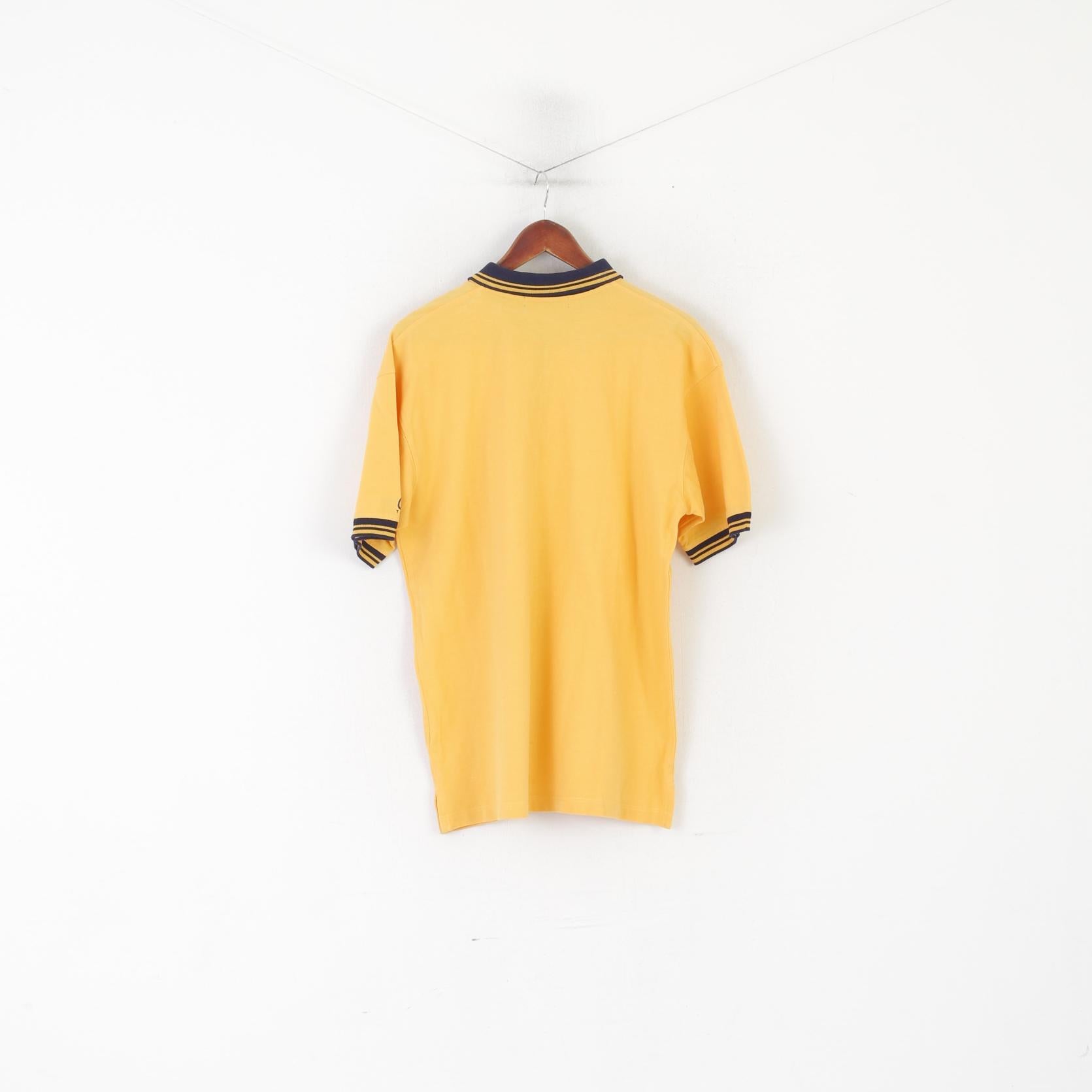 Cotton Traders Polo Homme M Jaune Coton Vintage Col Zippé Haut de Sport Classique