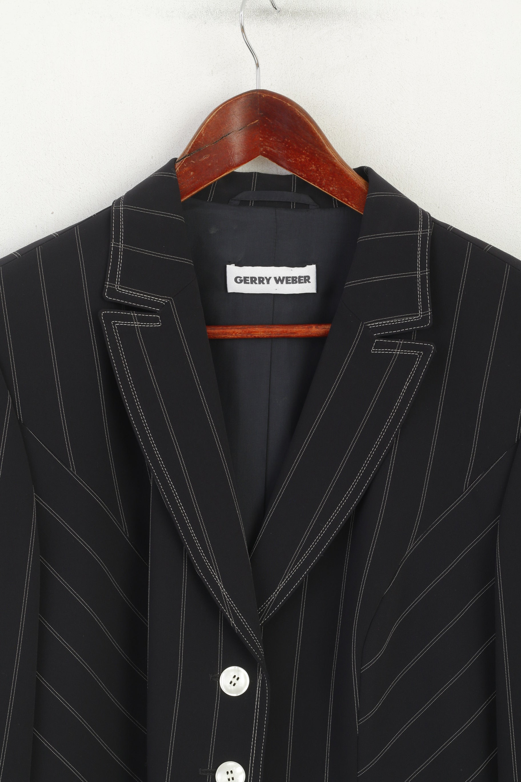 Giacca classica da donna Gerry Weber 14 40 Blazer con spalline a righe nere