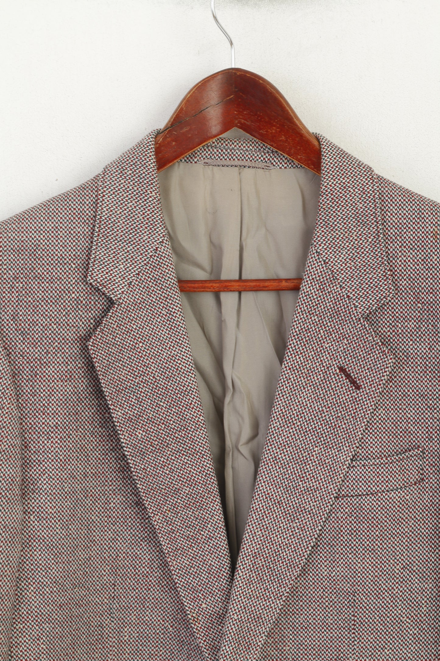 Bruno Kirches Landlord Men 38 Blazer Vintage Green Red Wool Silk Single Breasted Jacket
