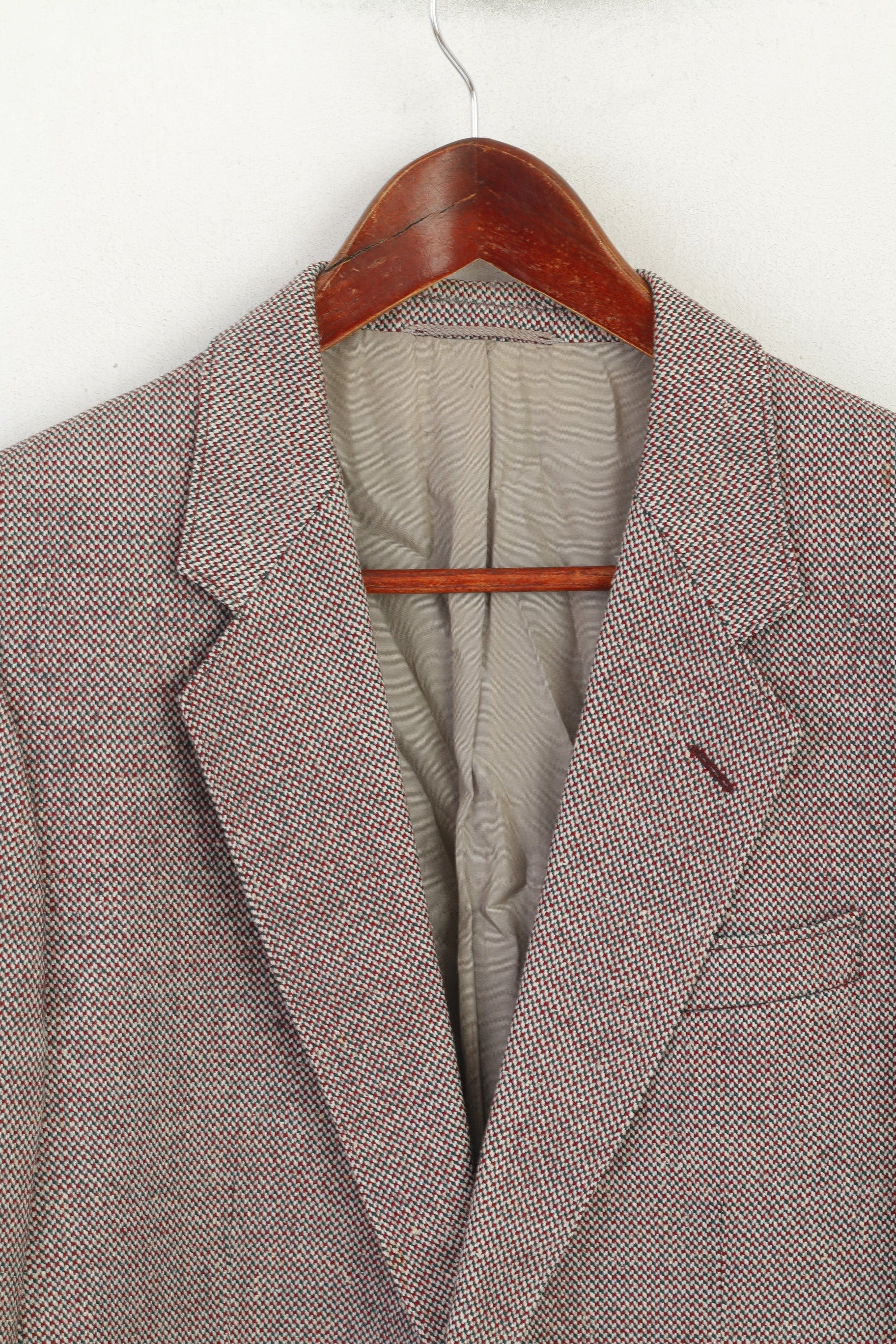 Bruno Kirches Landlord Men 38 Blazer Vintage Green Red Wool Silk Single Breasted Jacket